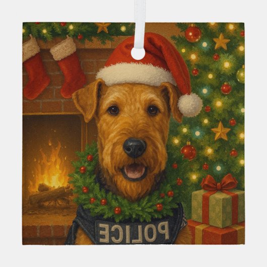 Airedale Terrier Holiday  Glas Ornament (Achterkant)