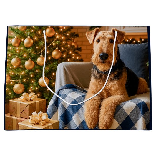 Airedale Terrier Holiday  Groot Cadeauzakje (Voorkant)