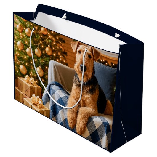 Airedale Terrier Holiday  Groot Cadeauzakje (Achterkant Gekanteld)