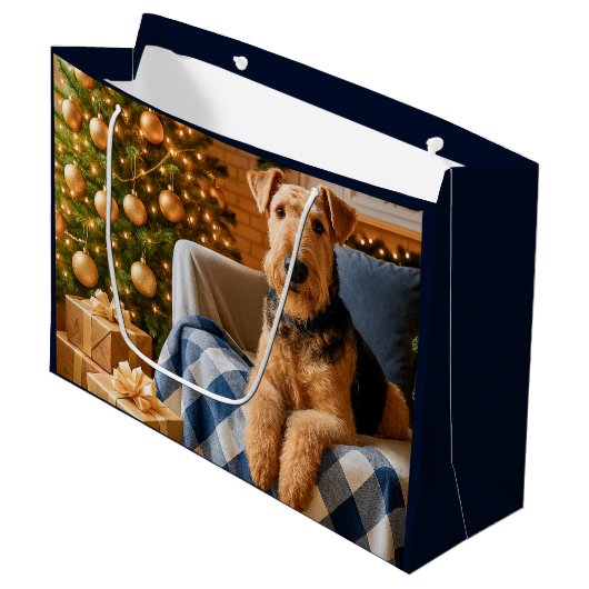 Airedale Terrier Holiday  Groot Cadeauzakje (Voorkant Gekanteld)