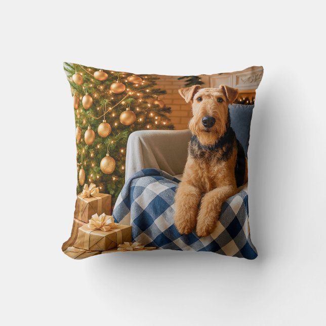 Airedale Terrier Holiday  Kussen (Voorkant)