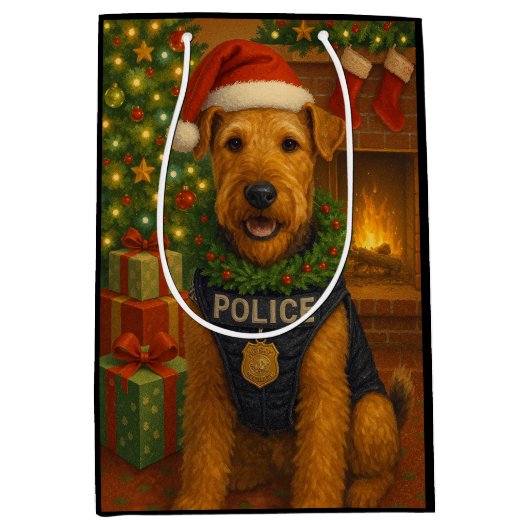 Airedale Terrier Holiday Medium Cadeauzakje (Voorkant)
