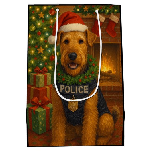 Airedale Terrier Holiday Medium Cadeauzakje (Achterkant)