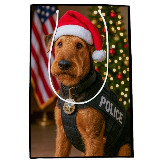 Airedale Terrier Holiday  Medium Cadeauzakje (Voorkant)