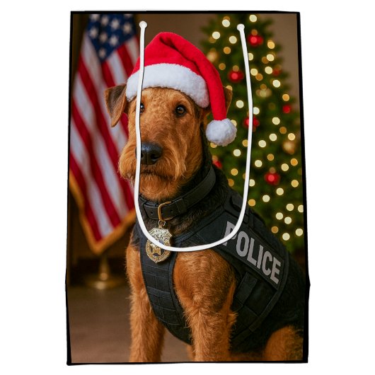 Airedale Terrier Holiday  Medium Cadeauzakje (Achterkant)