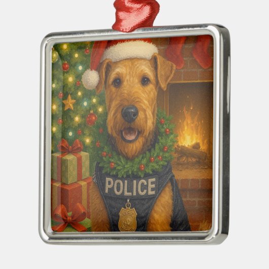 Airedale Terrier Holiday Metalen Ornament (Links)