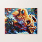 Airedale Terrier Hond Acryl Print | Kleurrijk Legpuzzel (Horizontaal)