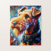 Airedale Terrier Hond Acryl Print | Kleurrijk Legpuzzel (Verticaal)
