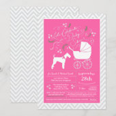Airedale Terrier Hond Baby Shower Roze Meisje Kaart (Voorkant / Achterkant)