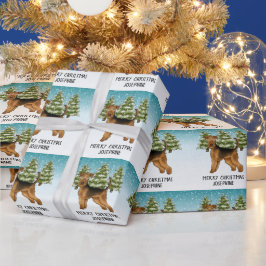 Airedale Terrier-hond Besneeuwd Winter Woud Feeste Cadeaupapier
