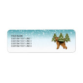 Airedale Terrier-hond Besneeuwd Winter Woud Feeste Etiket (Voorkant)