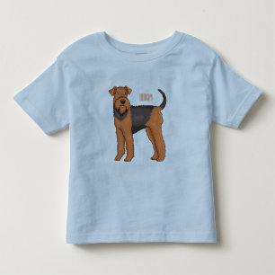 Airedale terrier hond cartoon illustratie kinder shirts