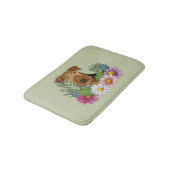 Airedale Terriër Hond en Kleurrijke Bloemen Groen Badmat (Gekanteld)