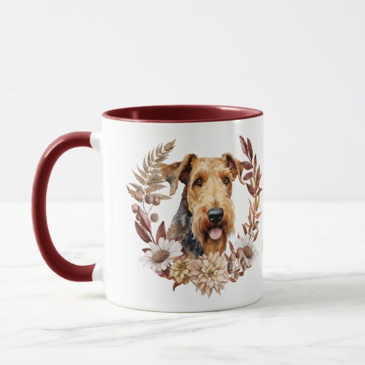 Airedale Terrier Hond Herfst krans Mok (Links)