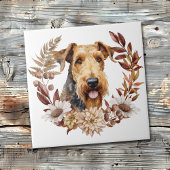 Airedale Terrier Hond Herfst krans Tegeltje