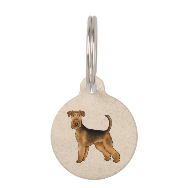 Airedale Terrier Hond Illustratie Bingley Terrier Huisdierpenning (Voorkant)