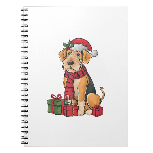 Airedale Terrier Hond Kerstfeesten Vakantie San Notitieboek (Voorkant)