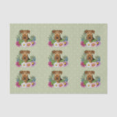 Airedale Terrier Hond Kleurrijke Zomerbloemen Groe Tissuepapier (Voorkant)