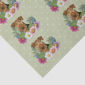 Airedale Terrier Hond Kleurrijke Zomerbloemen Groe Tissuepapier (Detail)