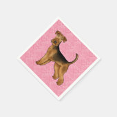 Airedale Terriër Hond Liefde Met Roze Hartpatroon Servet (Hoek)