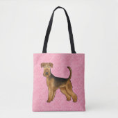 Airedale Terriër Hond Liefde Met Roze Hartpatroon Tote Bag (Voorkant)