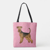 Airedale Terriër Hond Liefde Met Roze Hartpatroon Tote Bag (Achterkant)