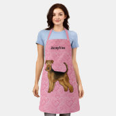 Airedale Terriër Hond Liefde Roze Harten En Naam Schort (Gedragen)
