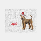 Airedale Terriër Hond met Naam Kerstvakantie Fleece Deken (Voorkant (Horizontaal))