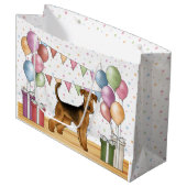 Airedale Terriër Hond Met Pastel Kleuren Verjaarda Groot Cadeauzakje (Voorkant Gekanteld)