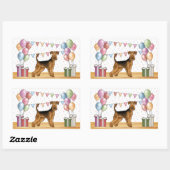 Airedale Terriër Hond Met Pastel Kleuren Verjaarda Rechthoekige Sticker (Vel)