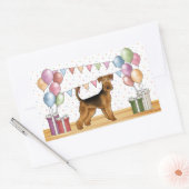 Airedale Terriër Hond Met Pastel Kleuren Verjaarda Rechthoekige Sticker (Envelop)