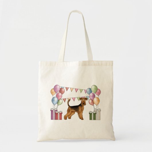 Airedale Terriër Hond Met Pastel Kleuren Verjaarda Tote Bag (Voorkant)