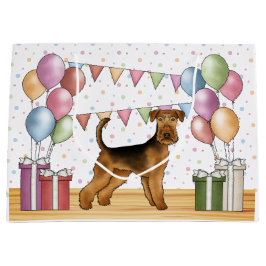 Airedale Terrier-hond met pastelkleuren verjaardag Groot Cadeauzakje