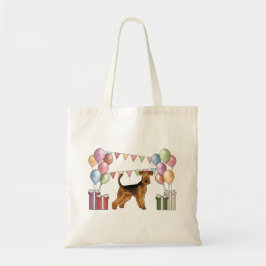 Airedale Terrier-hond met pastelkleuren verjaardag Tote Bag