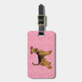 Airedale Terriër Hond met roze hartjes en tekst Bagagelabel (Voorkant verticaal)