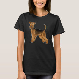 Airedale Terrier Hond Moppige Cartoonhond Illustra T-shirt