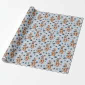 Airedale Terrier Hond Poot Print Patroon Cadeaupapier (Uitgerold)