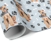 Airedale Terrier Hond Poot Print Patroon Cadeaupapier (Rol Hoek)