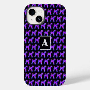 Airedale Terrier Hond Roze Blauw Silhouet Mono Zwa iPhone 14 Hoesje