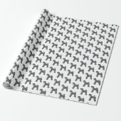 Airedale Terriër Hond Silhouet Grid Wit Cadeaupapier (Uitgerold)