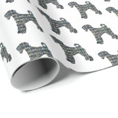 Airedale Terriër Hond Silhouet Grid Wit Cadeaupapier (Rol Hoek)