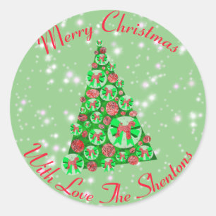 Airedale Terrier Hond Silhouet Kerstboom Groen Ronde Sticker