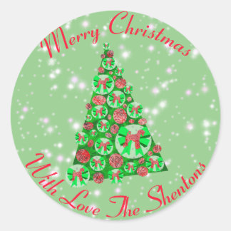 Airedale Terrier Hond Silhouet Kerstboom Groen Ronde Sticker