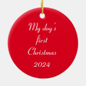 Airedale Terrier Hond Silhouet Kerstboom Rood Keramisch Ornament (Achterkant)