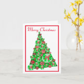 Airedale Terriër Hond Silhouet Kerstboom Whi Kaart (Gele Bloem)