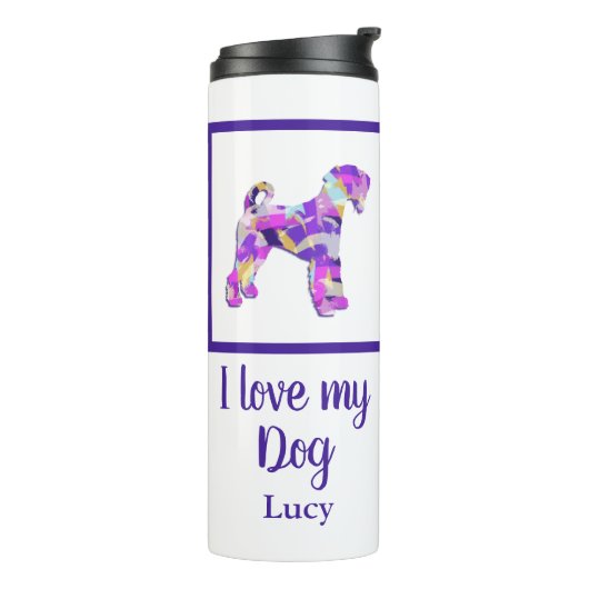 Airedale Terriër Hond Silhouet Paarse Roze Y & B Thermosbeker (Gedraaid links)