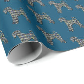 Airedale Terriër Hond Silhouet Raster Blauw Cadeaupapier (Rol Hoek)