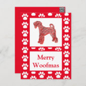 Airedale Terriër Hond Silhouet RoodVrolijk Kerstfe Briefkaart (Voorkant / Achterkant)