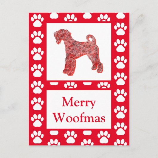 Airedale Terriër Hond Silhouet RoodVrolijk Kerstfe Briefkaart (Voorkant)