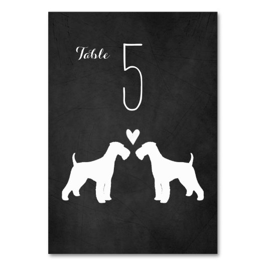 Airedale Terrier Hond Silhouetten Trouwreceptie Kaart (Voorkant)